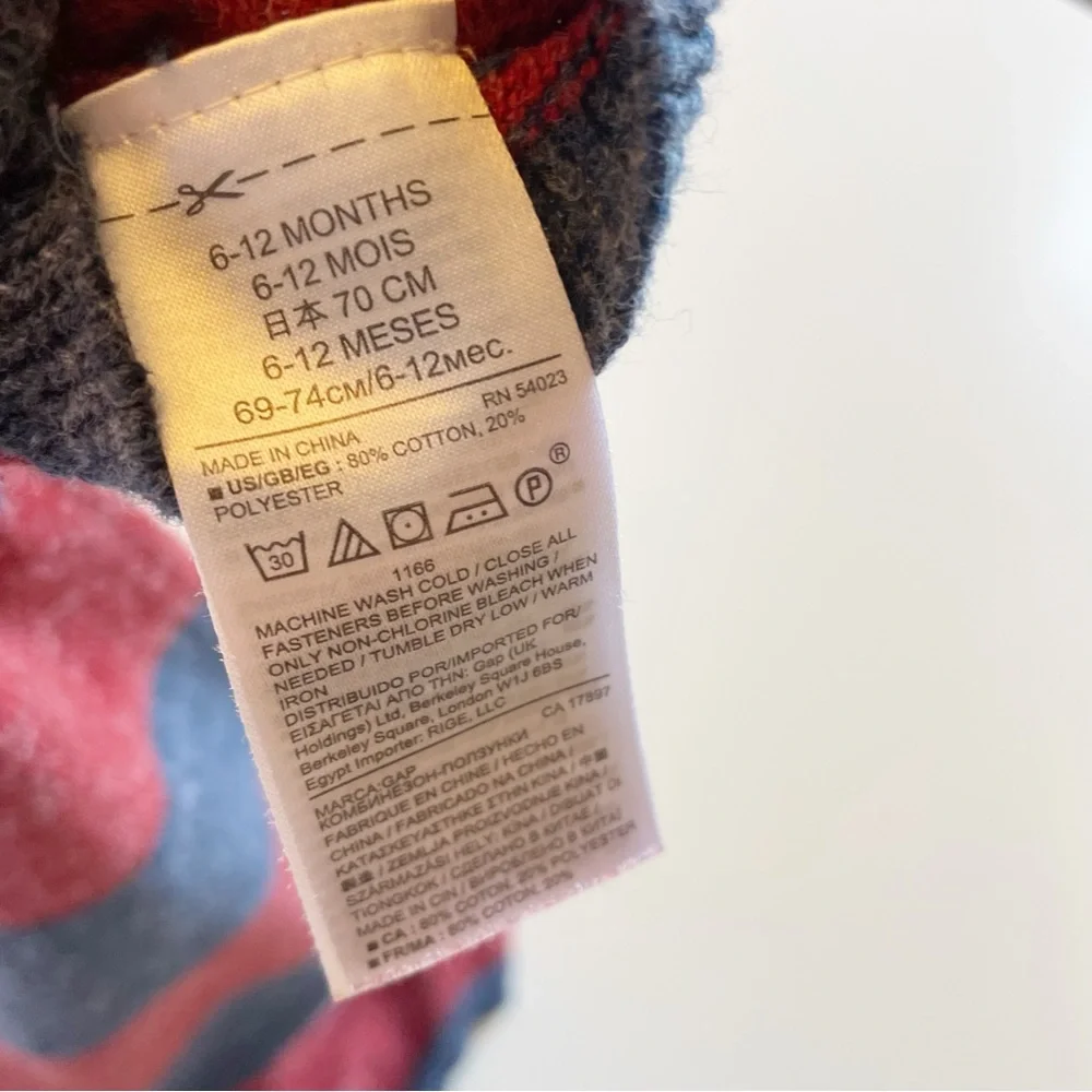 Gap Red / Blue Knit Sweater Romper | 6-12m